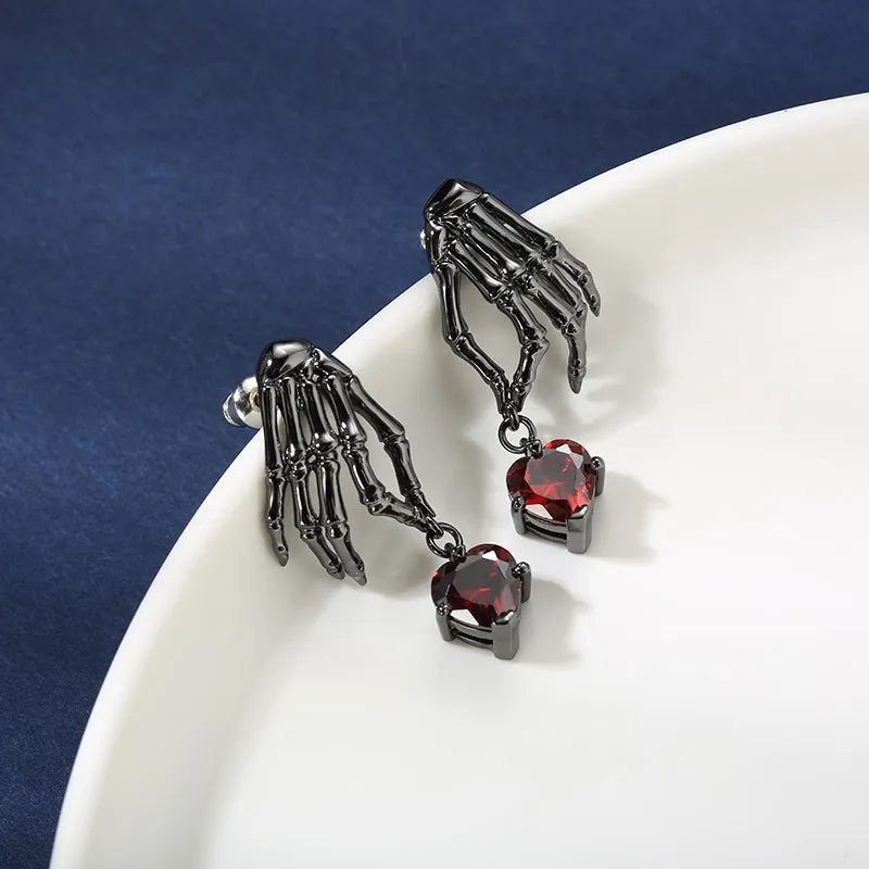 Gothic Hand Skeleton Drop Earrings