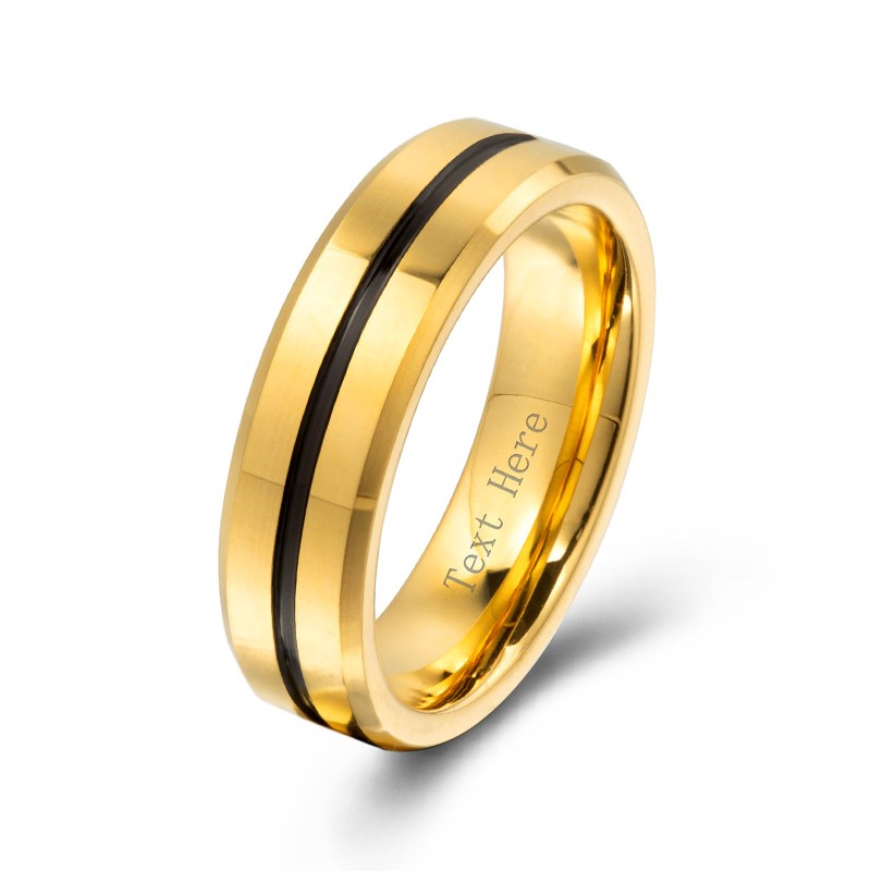 Ebay Wedding Ring Men 8mm Blue Stainless Steel Wedding Band Gold Groove &  Inside | eBay