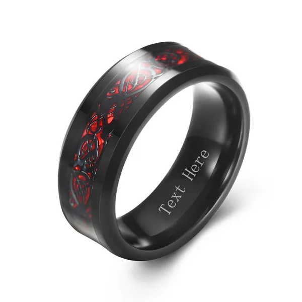 Men Wedding Band Ring Titanium Steel Black Gothic Hollow Out Carved