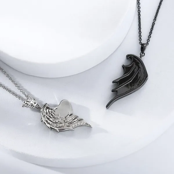 Custom Engrave Wing Necklace Jewelry Set for Couple