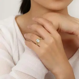 14K Gold Moissanite Engagement Ring