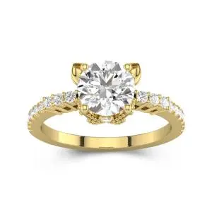 Unique Round 1.50ct Moissanite Engagement Ring