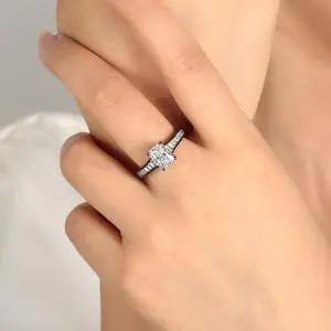 925 Sterling Silver Baguette Flair Shank Channel Engagement Ring