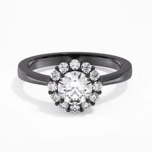 925 Sterling Silver Halo Cluster Reverse Tapered Engagement Ring