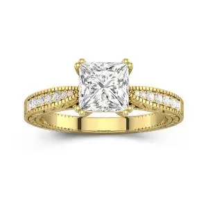 14K Gold Moissanite Engagement Ring