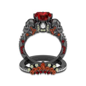 Skull wedding store rings for her