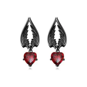 Gothic Wing Arrow Layered Necklace Drop Earrings Jewelry Set Women Copper