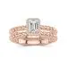 14K Rose Gold Halo Twist Wedding Ring Set