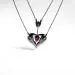 Unique Heart Wing Arrow Pendant Necklace Garnet Red Heart