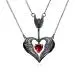 Unique Heart Wing Arrow Pendant Necklace Garnet Red Heart