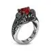 Gothic Cutout Lotus Skull Scrollwork Ring