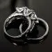 Gothic Vintage Princess Cut Wedding Ring Set