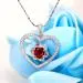 Nature Dainty Rose Heart Pendant Necklace Ruby Red Heart