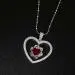 Nature Dainty Rose Heart Pendant Necklace Ruby Red Heart