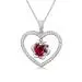 Nature Dainty Rose Heart Pendant Necklace Ruby Red Heart