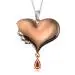 Gothic Heart Rib Pendant Necklace Garnet Red Pear