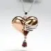 Gothic Heart Rib Pendant Necklace Garnet Red Pear