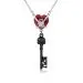 Gothique Clé Crâne pendentif Collier Rouge Grenat Cœur