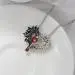 Gothic Wing Pendant Necklace Garnet Red Heart