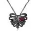 Gothic Rib Pendant Necklace Garnet Red Heart