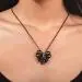 Gothic Rib Pendant Necklace Garnet Red Heart