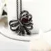 Gothic Rib Pendant Necklace Garnet Red Heart