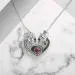 Gothic Skull Pendant Necklace Garnet Red Heart