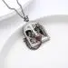 Gothic Skull Pendant Necklace Garnet Red Heart