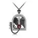 Gothic Skull Pendant Necklace Garnet Red Heart