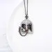 Gothic Skull Pendant Necklace Garnet Red Heart