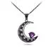 Gothic Moon Pendant Necklace Amethyst Purple Heart