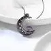 Gothic Moon Pendant Necklace Amethyst Purple Heart