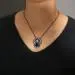 Unique Eagle Pendant Necklace Sapphire Blue Pear