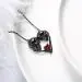 Gothic Skull Pendant Necklace Garnet Red Heart