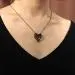 Gothic Skull Pendant Necklace Garnet Red Heart