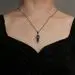 Gothic Coffin Skull Pendant Necklace Garnet Red Heart